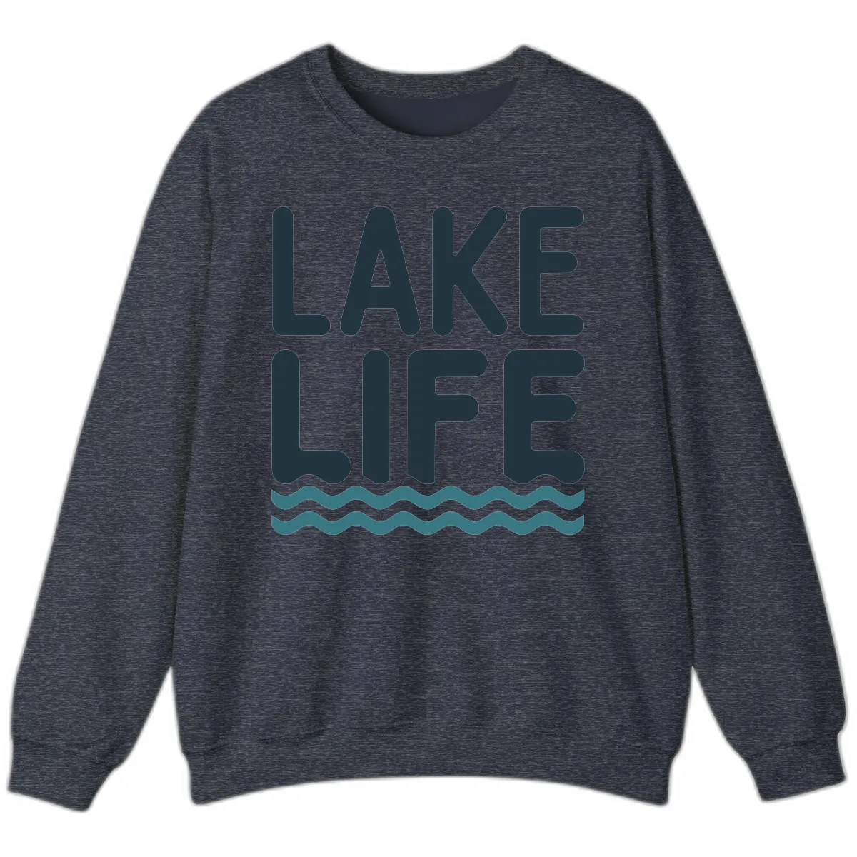 Lake Life Typography Design Sweatshirt in Heather Sport Dark Navy