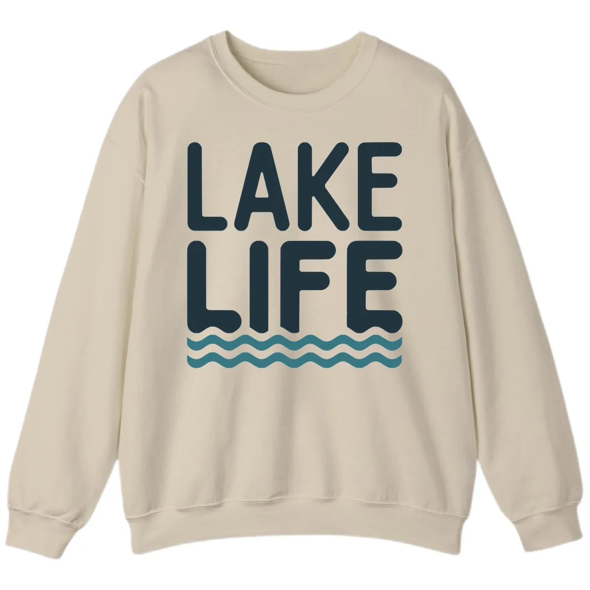 Lake Life Typography Design Sweatshirt in Sand