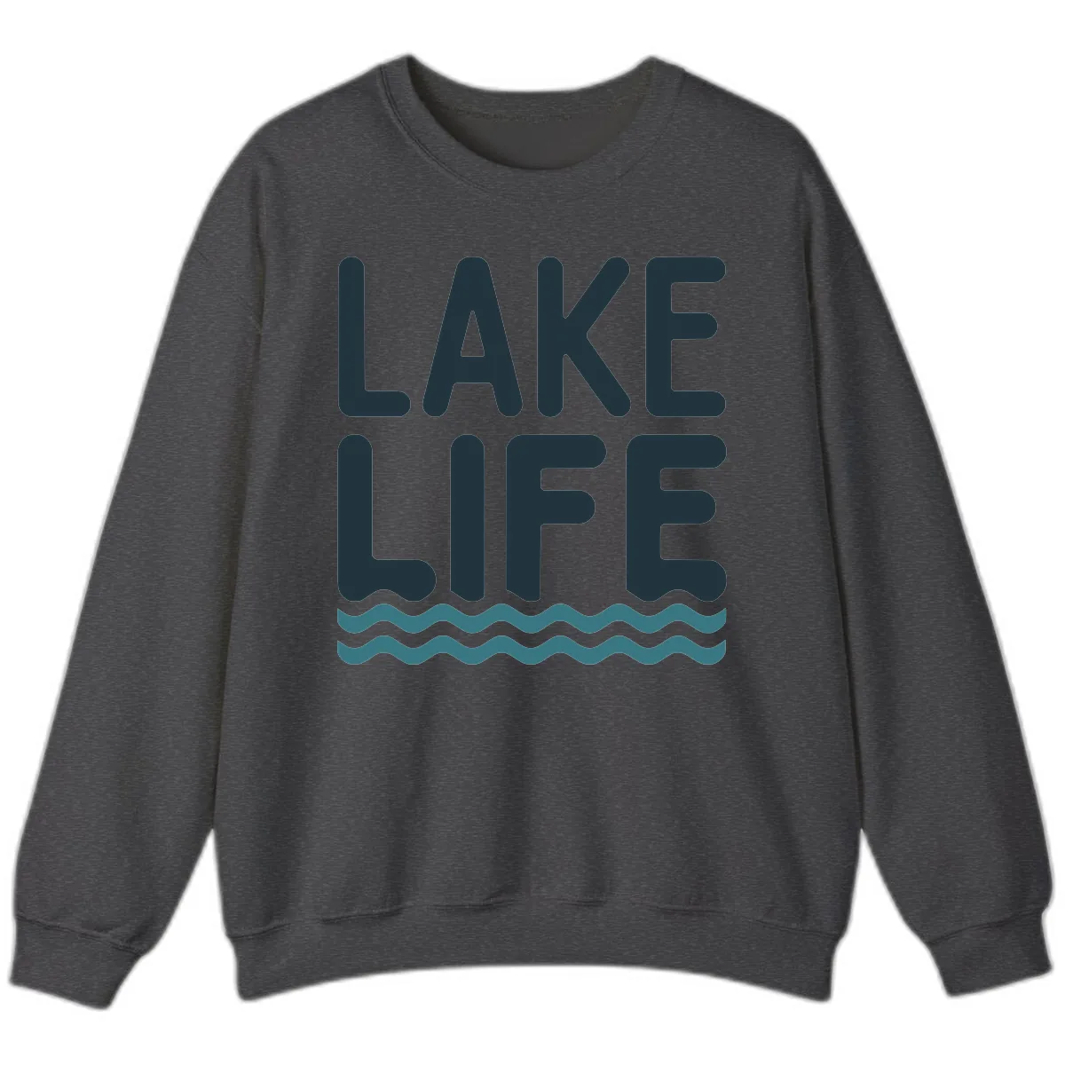 Lake Life Typography Design Sweatshirt in Dark Heather