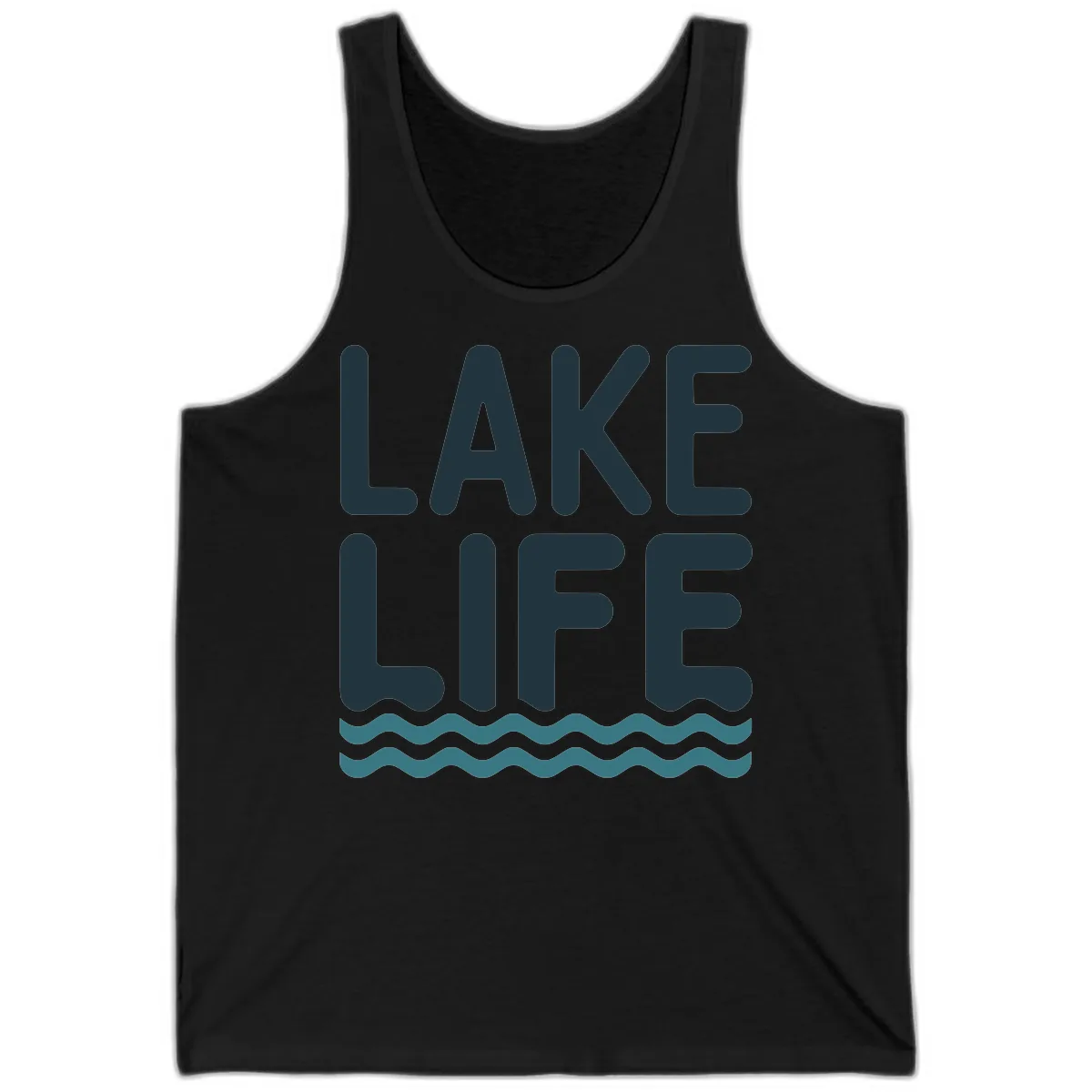 Lake Life Typography Design Tank in Black
