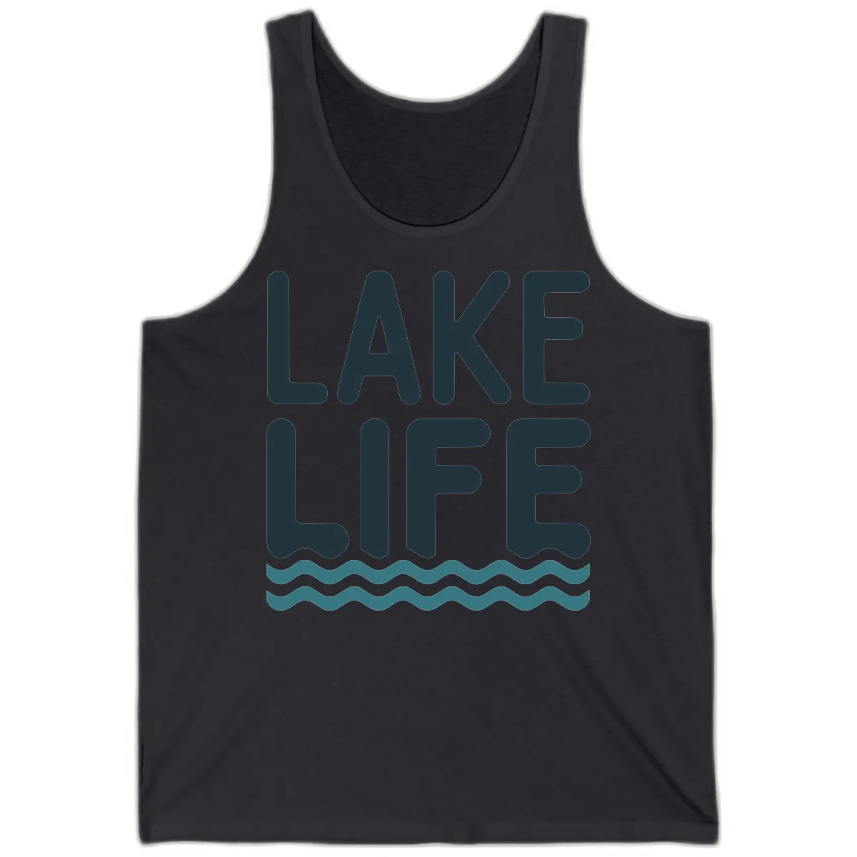 Lake Life Typography Design Tank in Dark Grey
