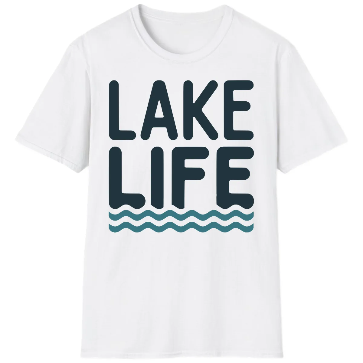 Lake Life Typography Design T-Shirt in White