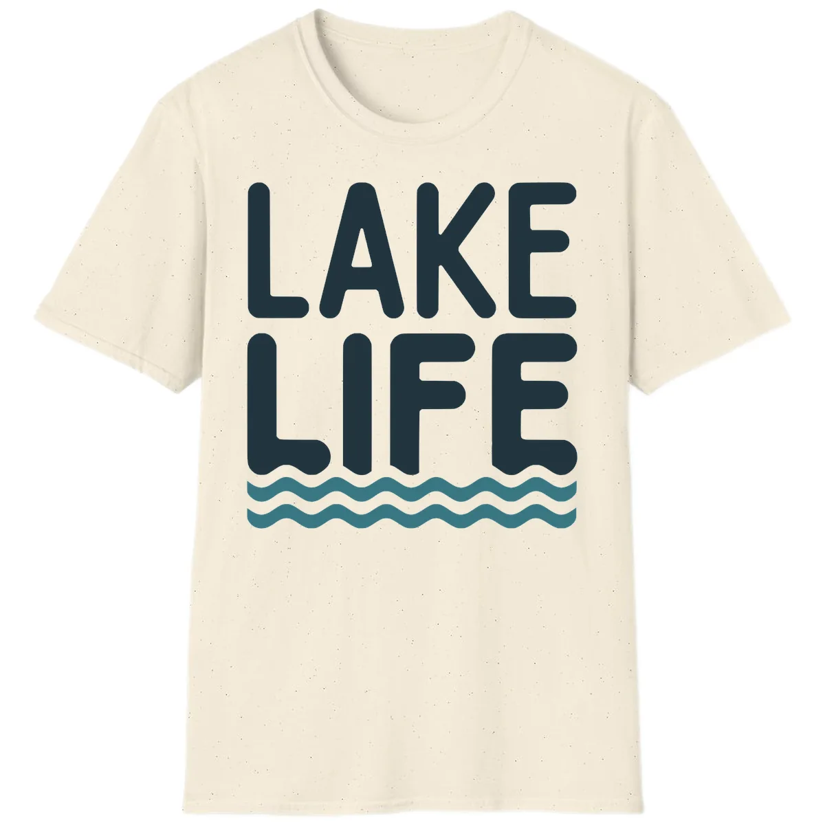 Lake Life Typography Design T-Shirt in Natural