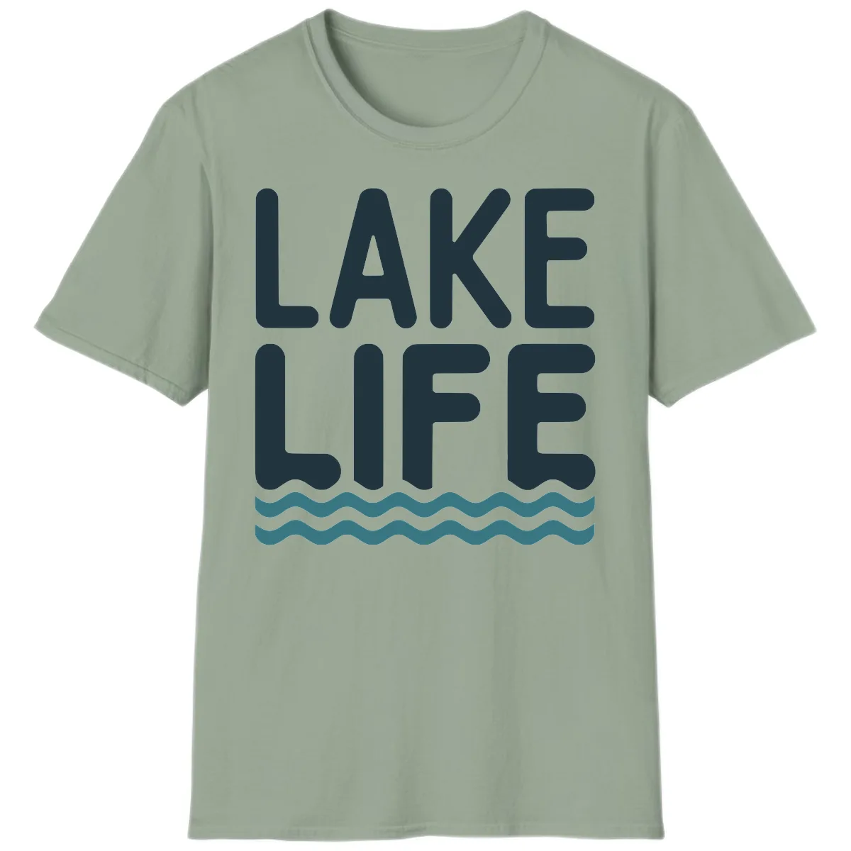 Lake Life Typography Design T-Shirt in Sage
