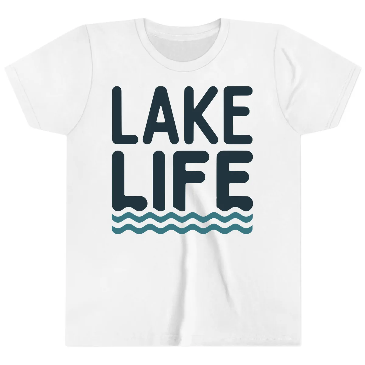 Lake Life Typography Design Youth T-Shirt in White