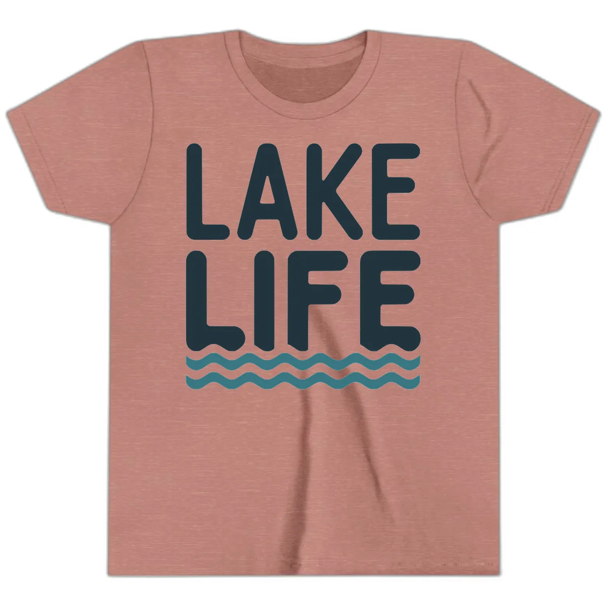 Lake Life Typography Design Youth T-Shirt in Heather Mauve