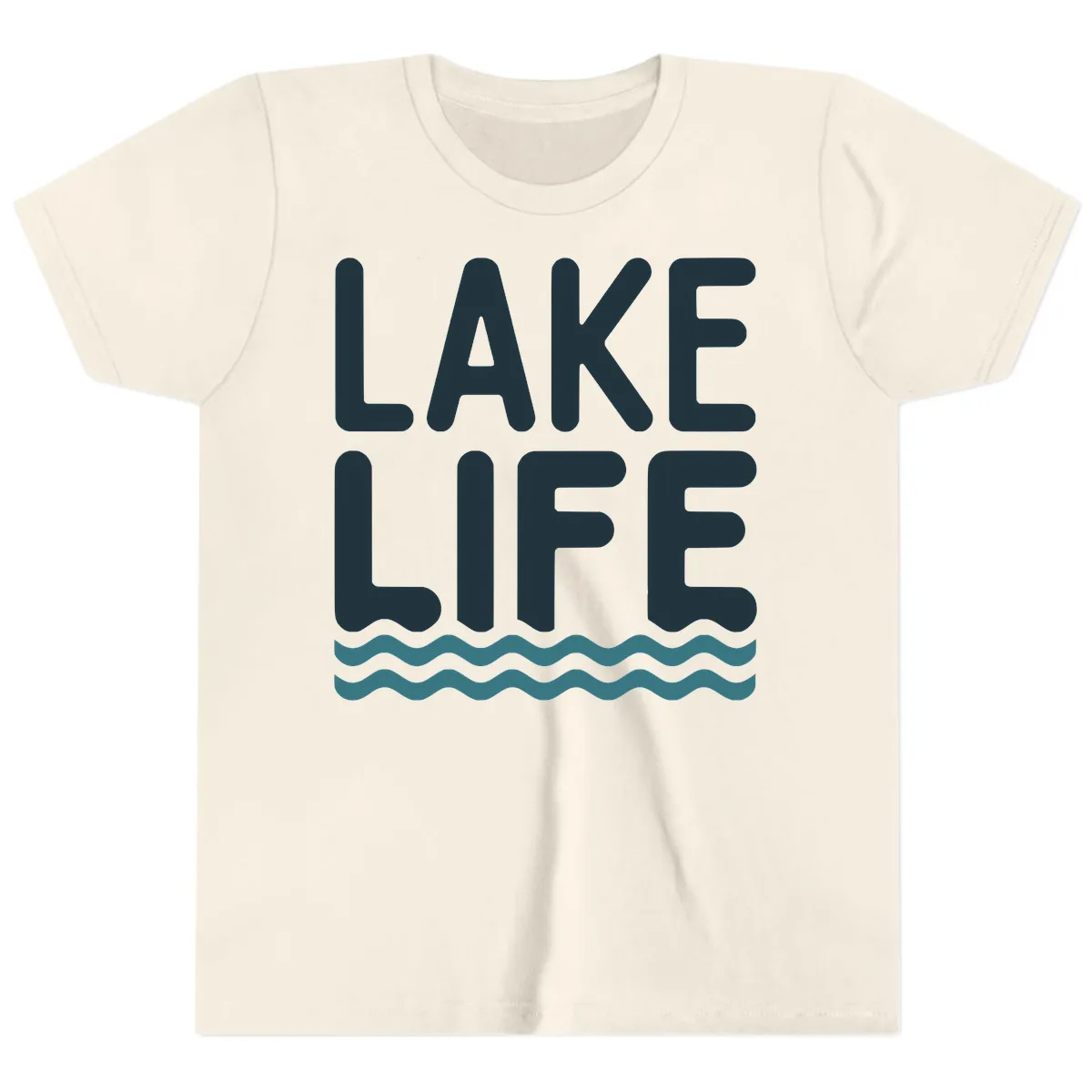 Lake Life Typography Design Youth T-Shirt in Natural