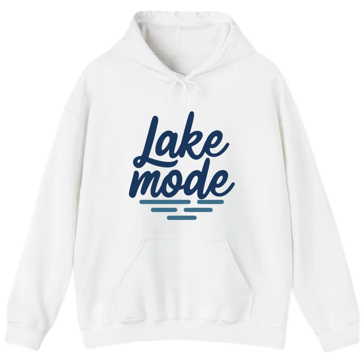 Lake Mode Typography Design Hoodie in White