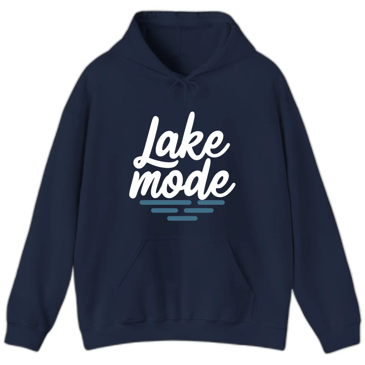 Lake Mode Typography Design Hoodie in Navy