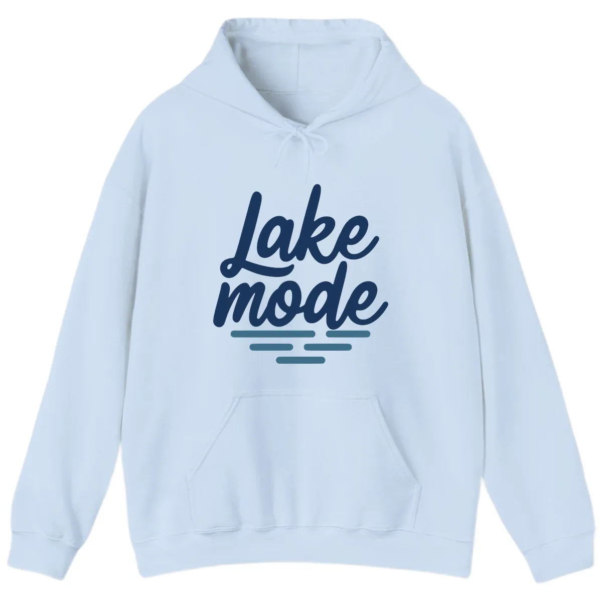 Lake Mode Typography Design Hoodie in Light Blue