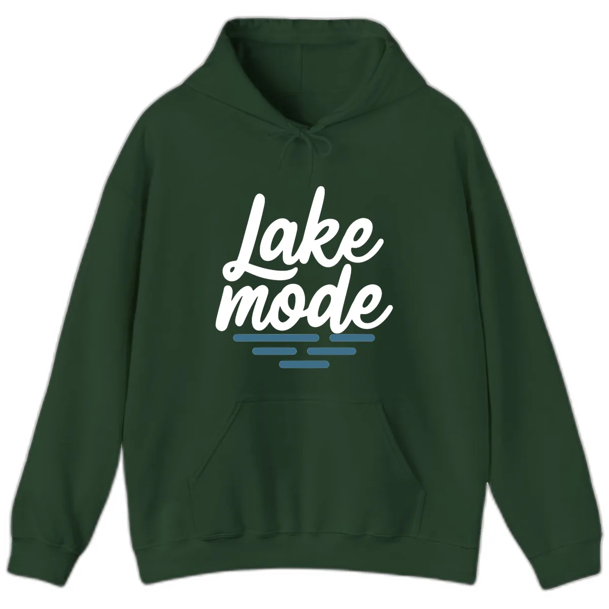 Lake Mode Typography Design Hoodie in Forest Green