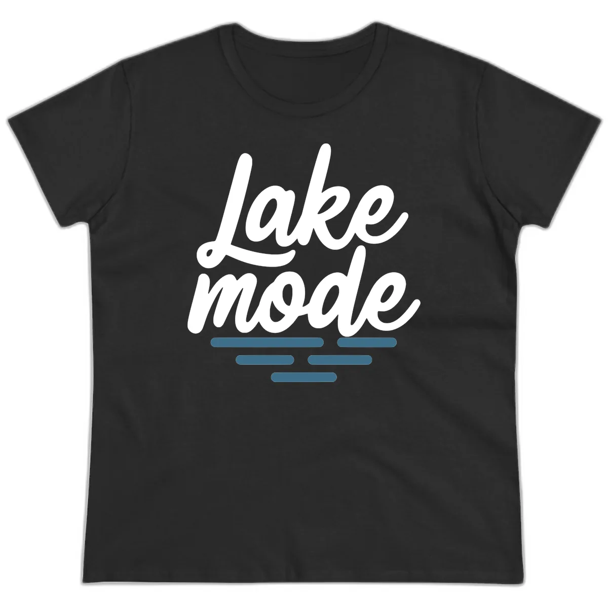Lake Mode Typography Design Ladies Tee in Black
