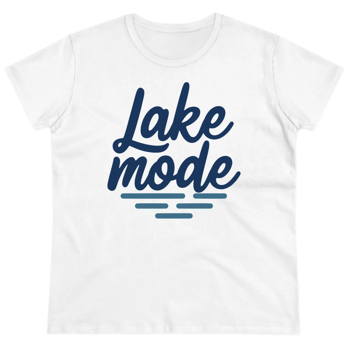 Lake Mode Typography Design Ladies Tee in White