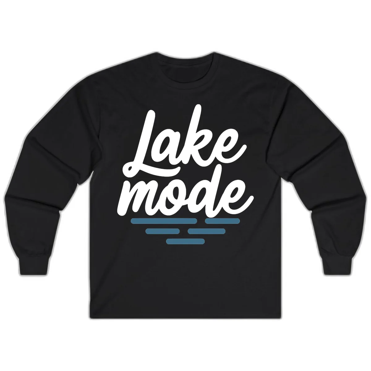 Lake Mode Typography Design Long Sleeve in Black