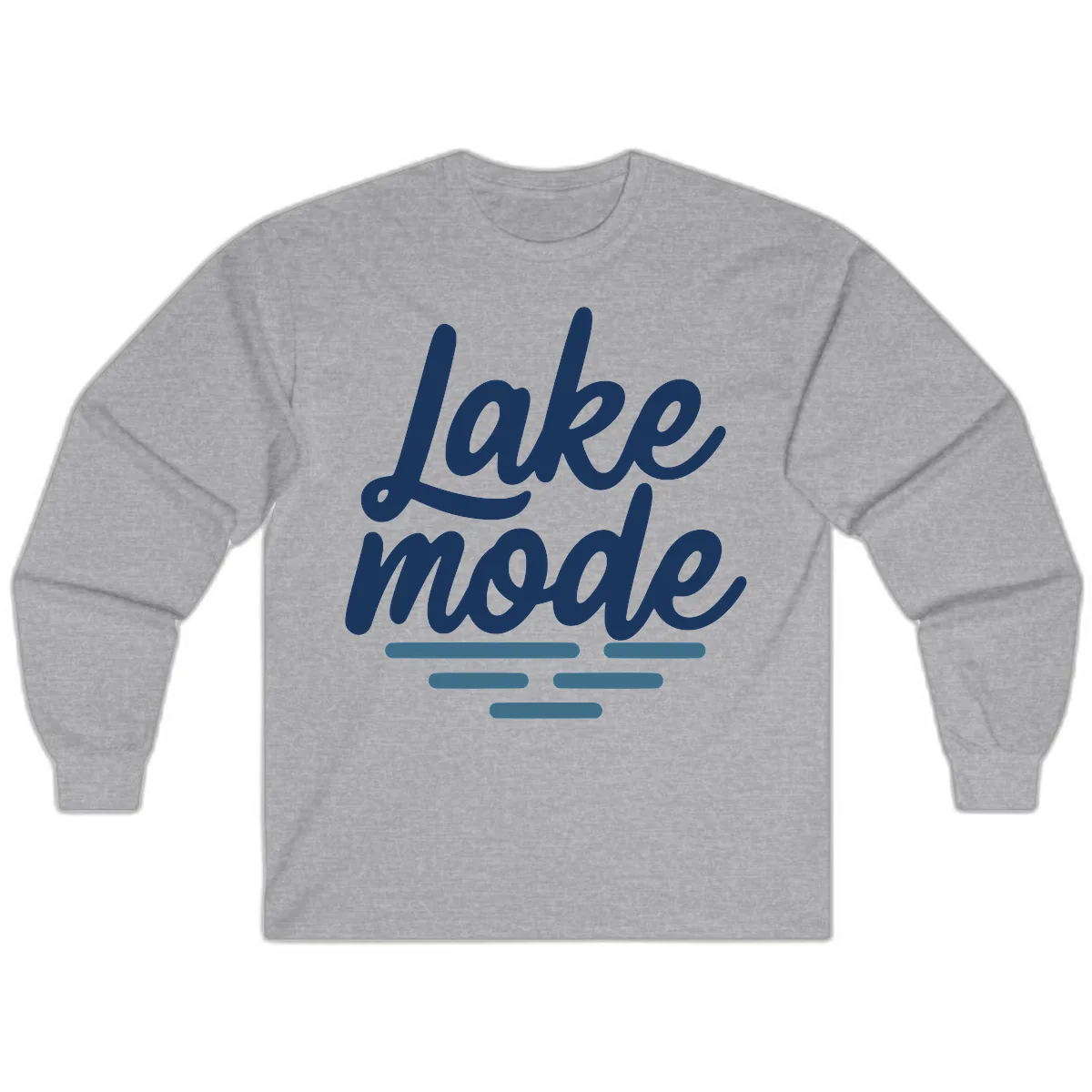 Lake Mode Typography Design Long Sleeve in Sport Grey
