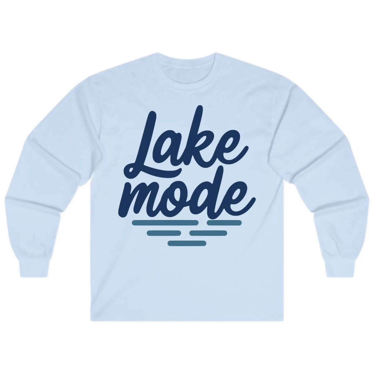 Lake Mode Typography Design Long Sleeve in Light Blue
