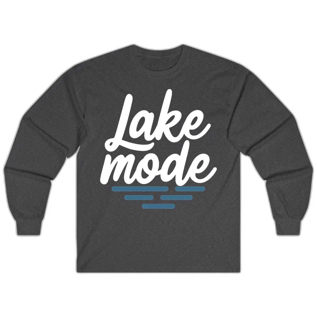 Lake Mode Typography Design Long Sleeve in Dark Heather
