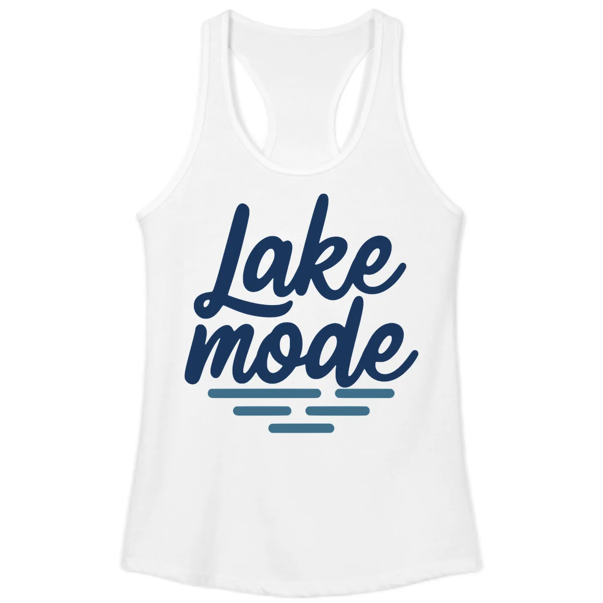 Lake Mode Typography Design Ladies Tank in White