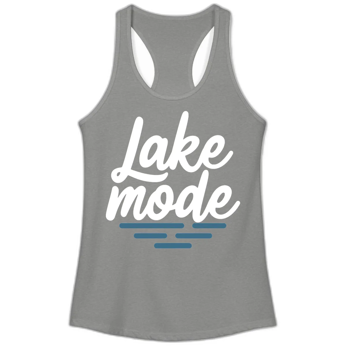 Lake Mode Typography Design Ladies Tank in Heather Grey