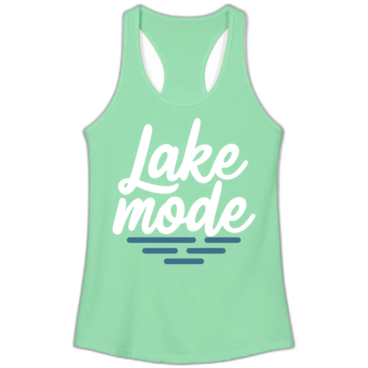 Lake Mode Typography Design Ladies Tank in Solid Mint