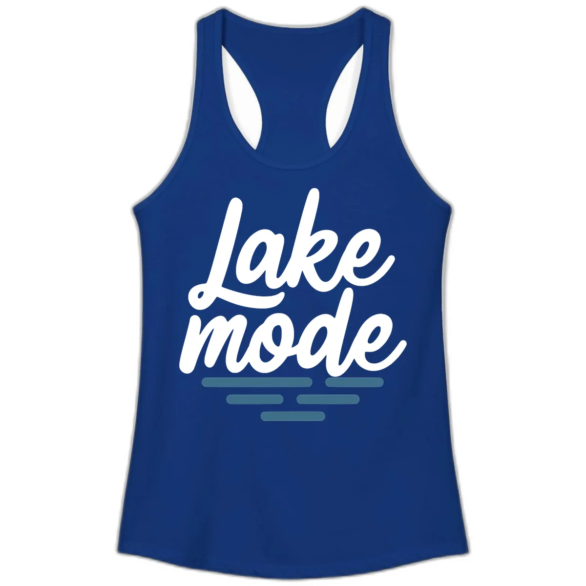 Lake Mode Typography Design Ladies Tank in Solid Royal