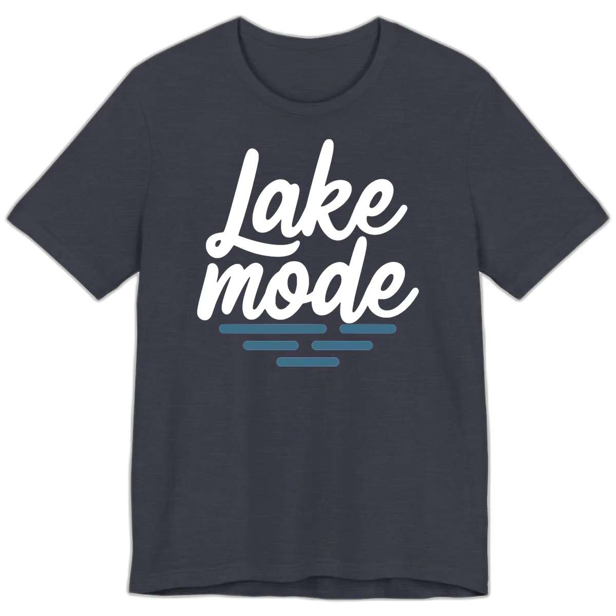 Lake Mode Typography Design Premium T-Shirt in Heather Midnight Navy