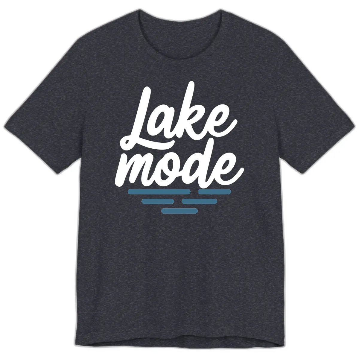 Lake Mode Typography Design Premium T-Shirt in Heather Navy
