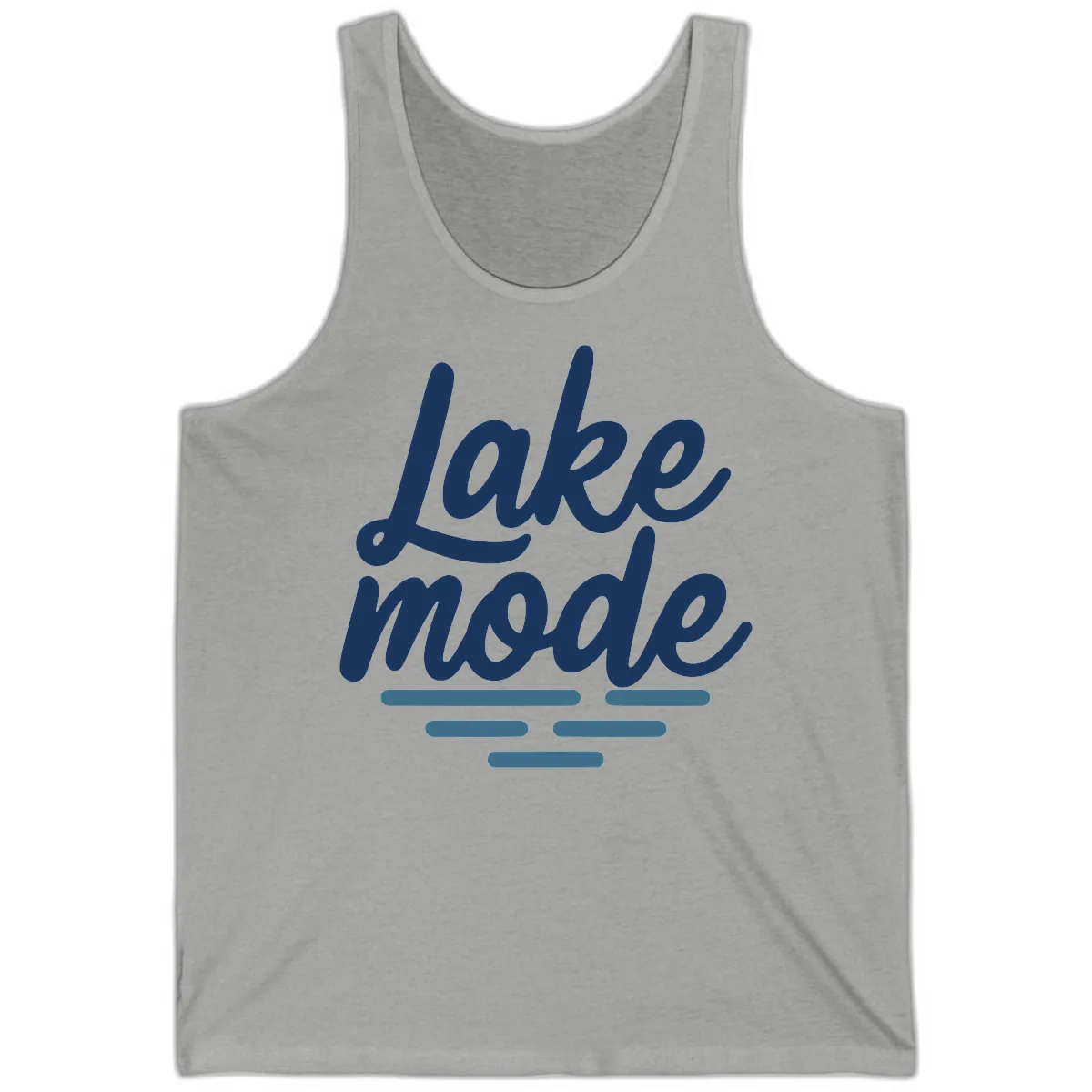 Lake Mode Typography Design Tank in Athletic Heather