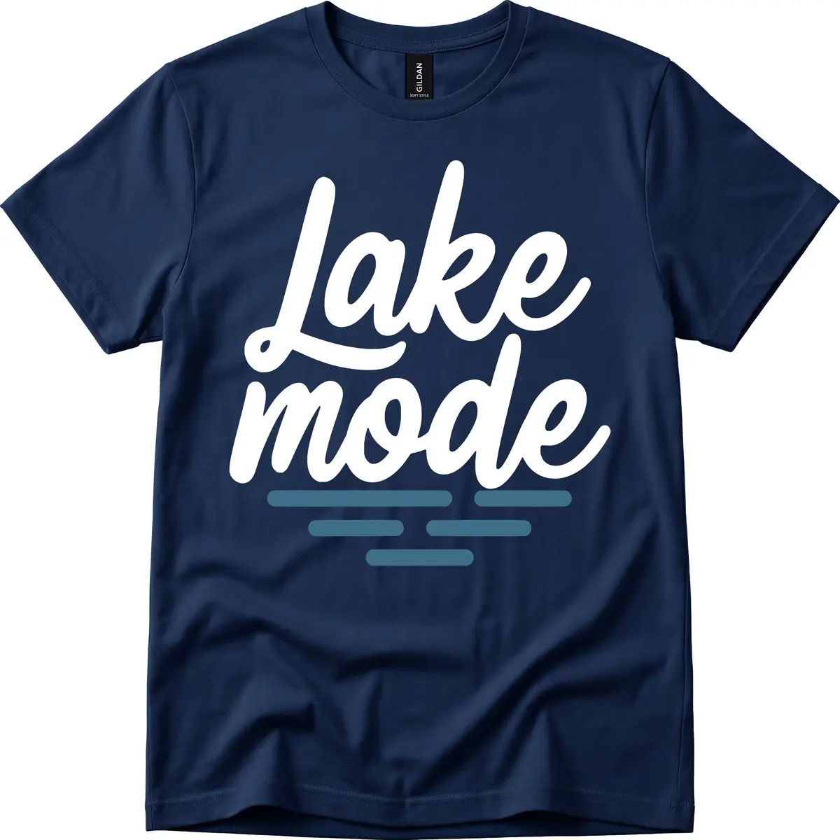 Lake Mode Typography Design T-Shirt in Navy