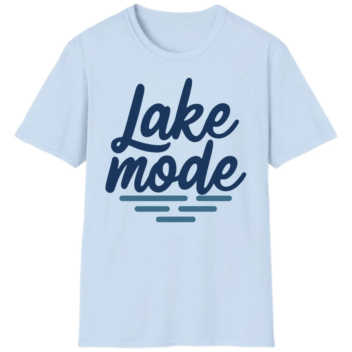 Lake Mode Typography Design T-Shirt in Light Blue
