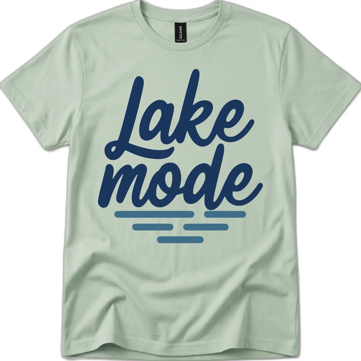 Lake Mode Typography Design T-Shirt in Sage