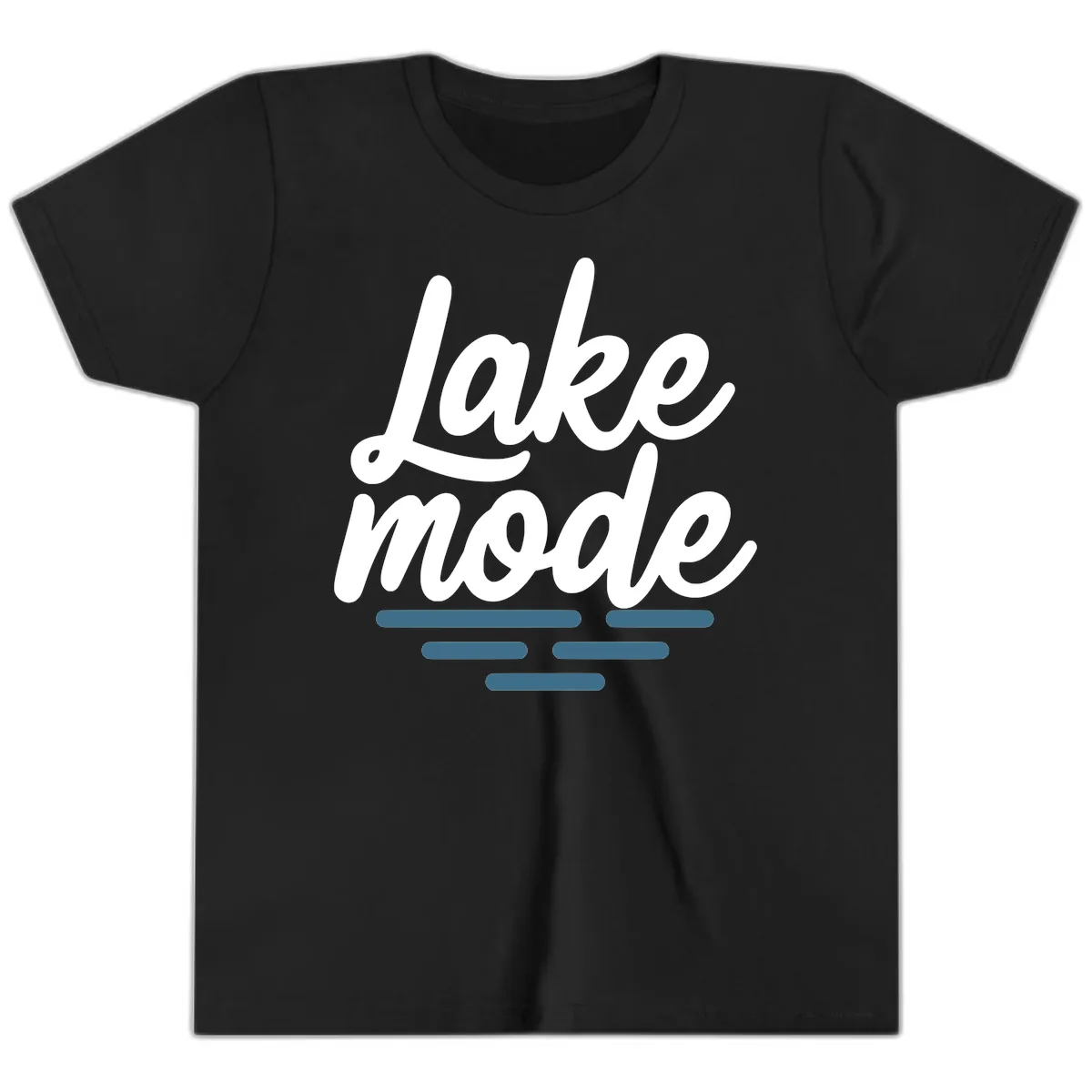 Lake Mode Typography Design Youth T-Shirt in Black