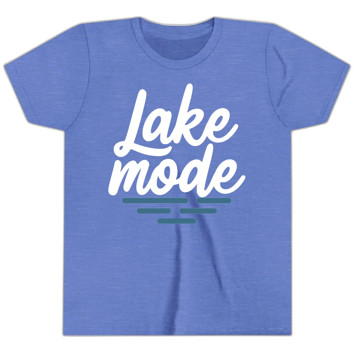 Lake Mode Typography Design Youth T-Shirt in Heather Columbia Blue