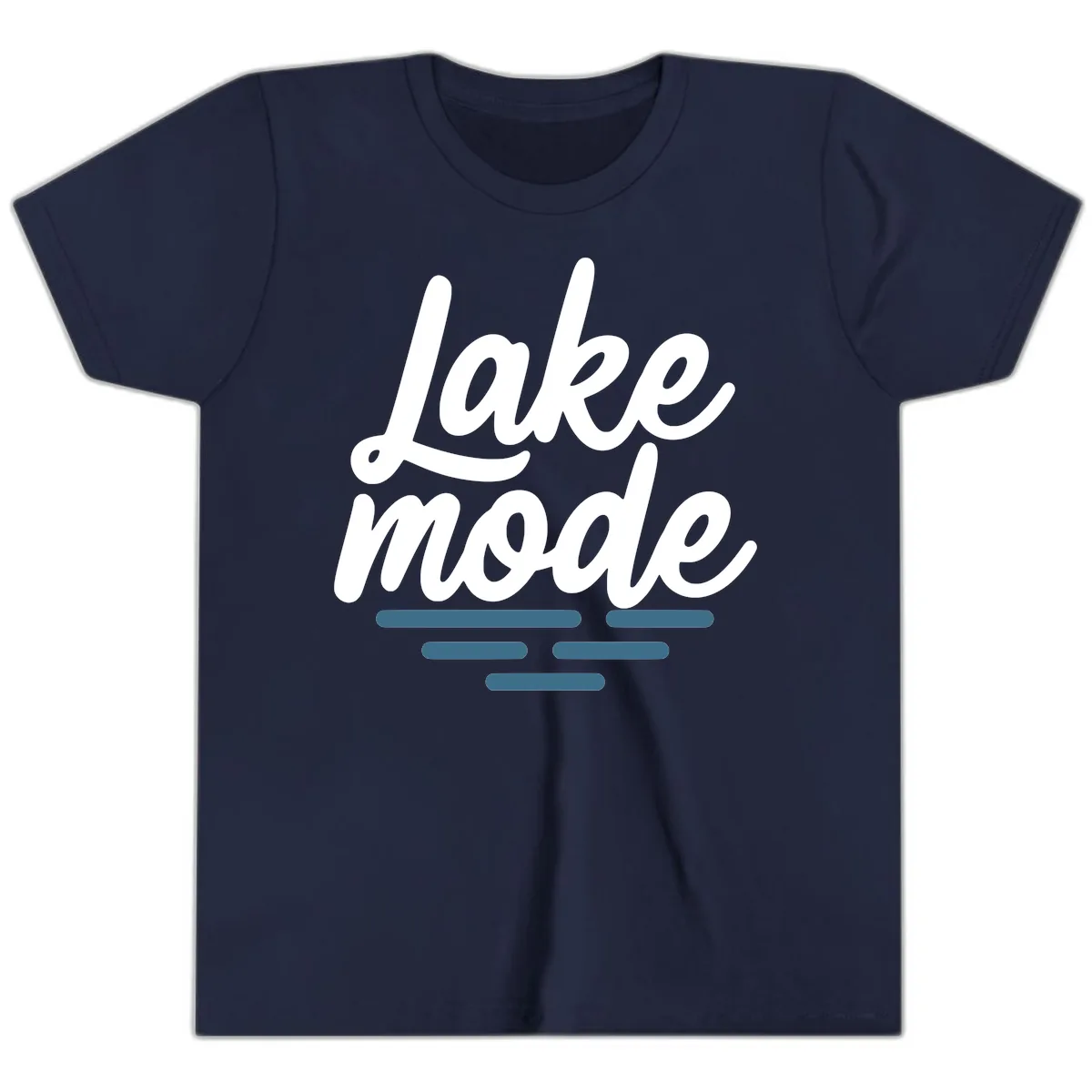 Lake Mode Typography Design Youth T-Shirt in Navy