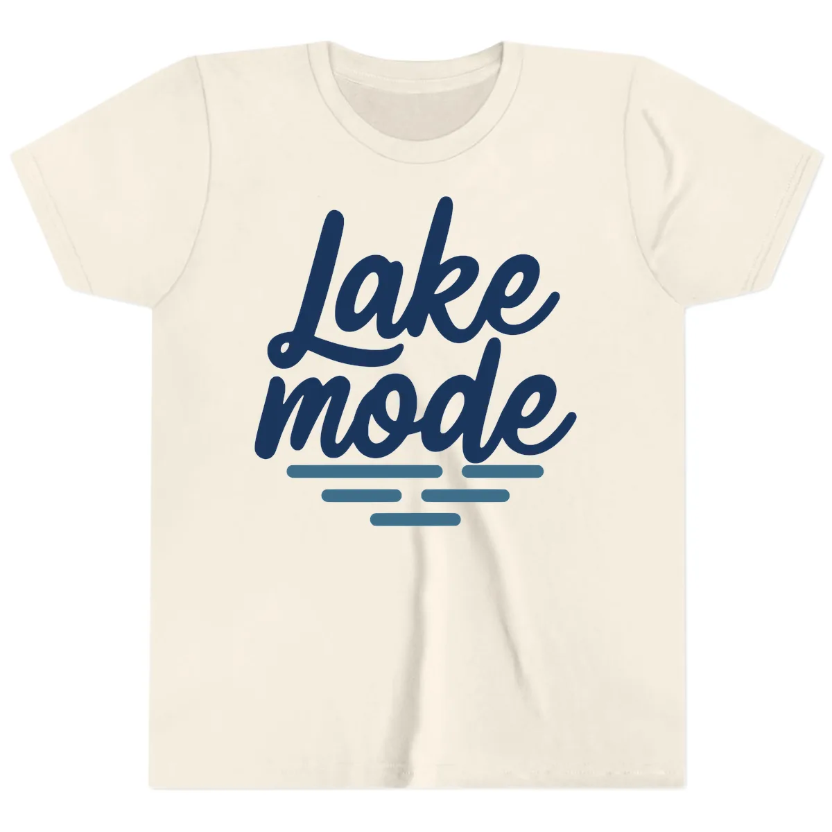 Lake Mode Typography Design Youth T-Shirt in Natural