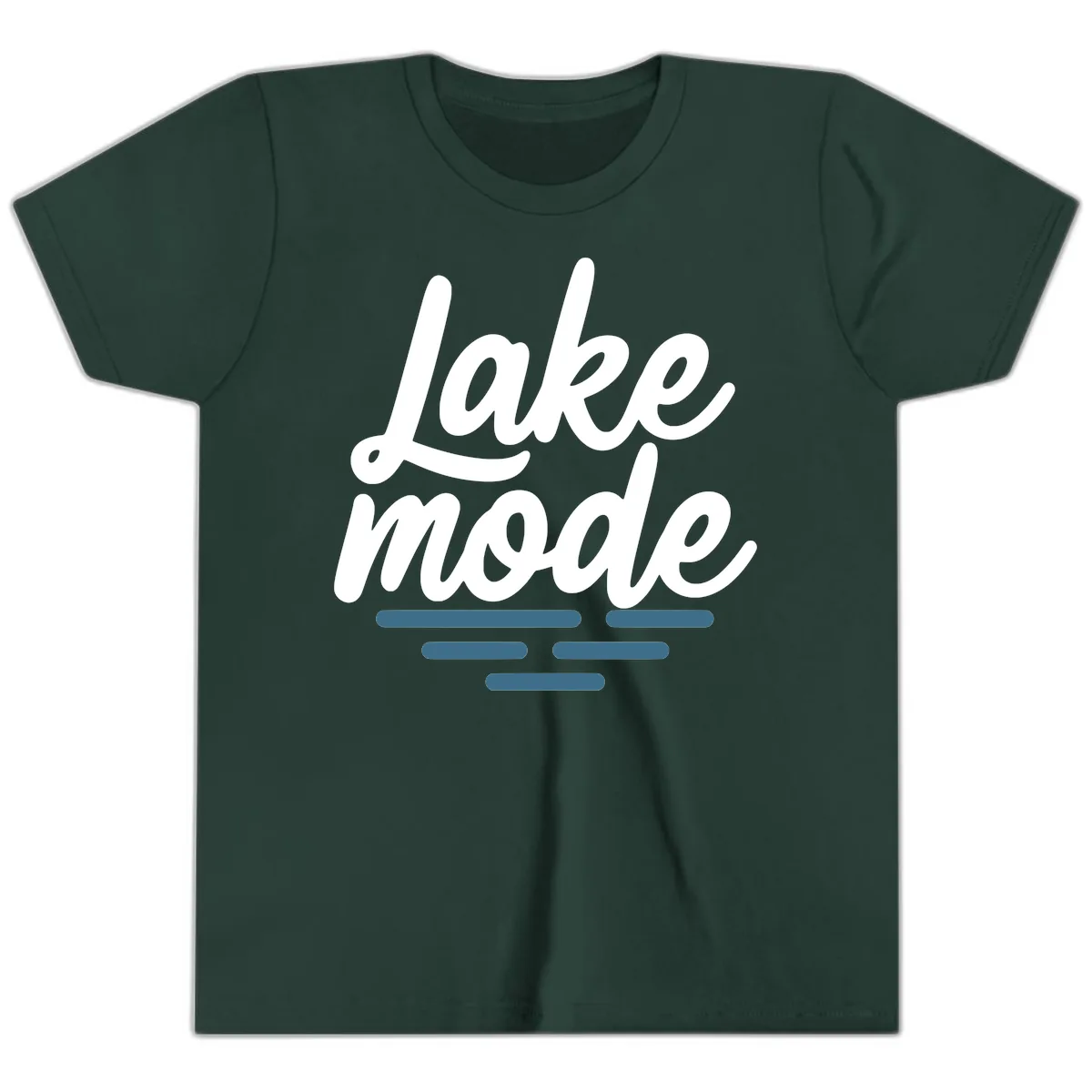 Lake Mode Typography Design Youth T-Shirt in Forest