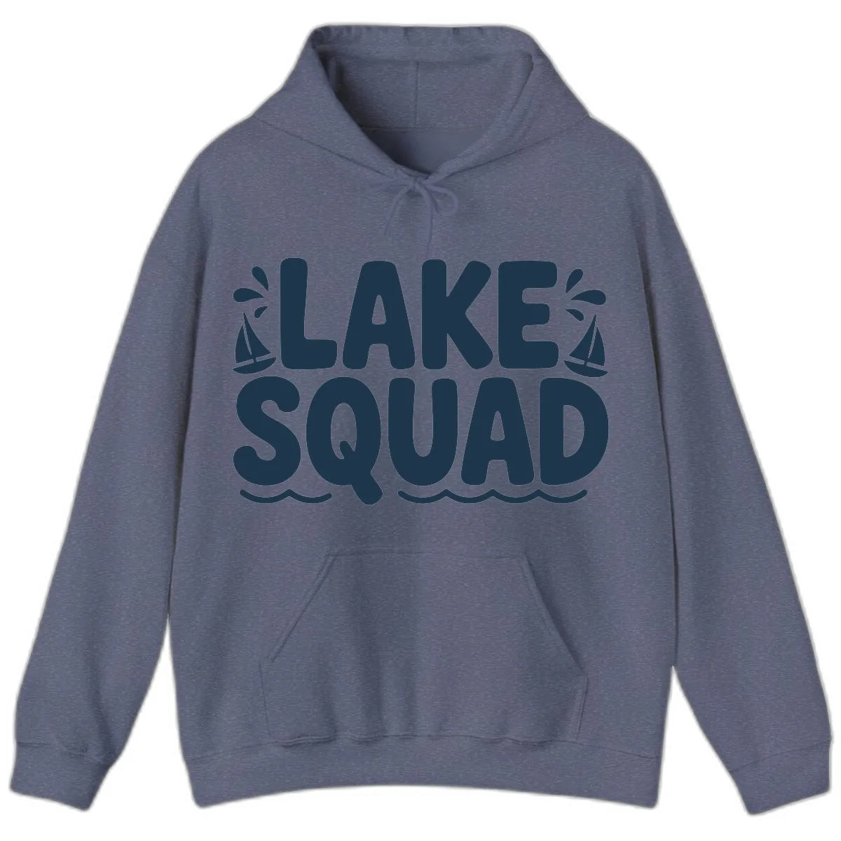 Lake Squad Graphic Design Hoodie in Heather Navy