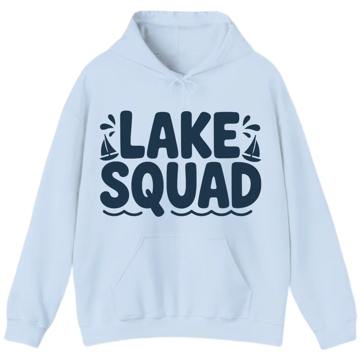 Lake Squad Graphic Design Hoodie in Light Blue