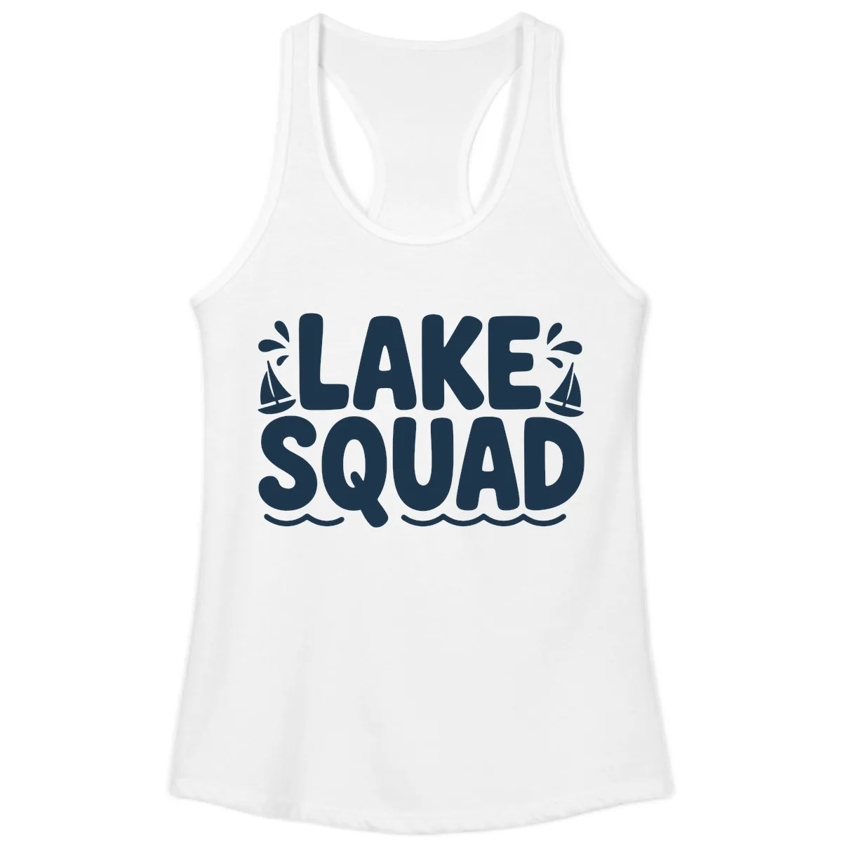 Lake Squad Graphic Design Ladies Tank in White