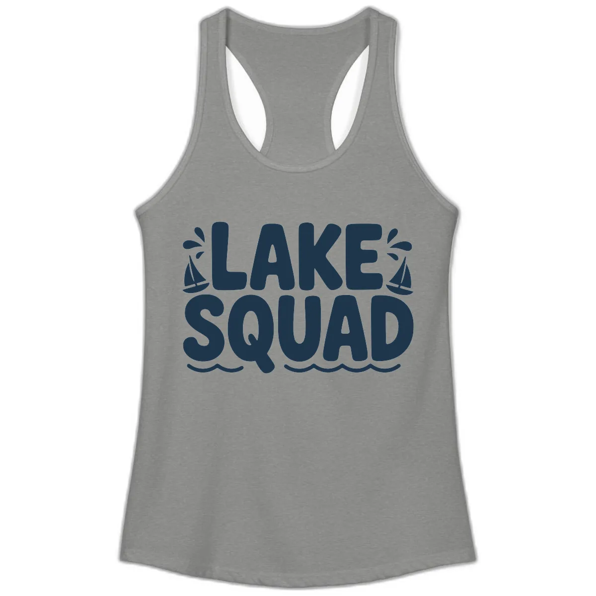 Lake Squad Graphic Design Ladies Tank in Heather Grey