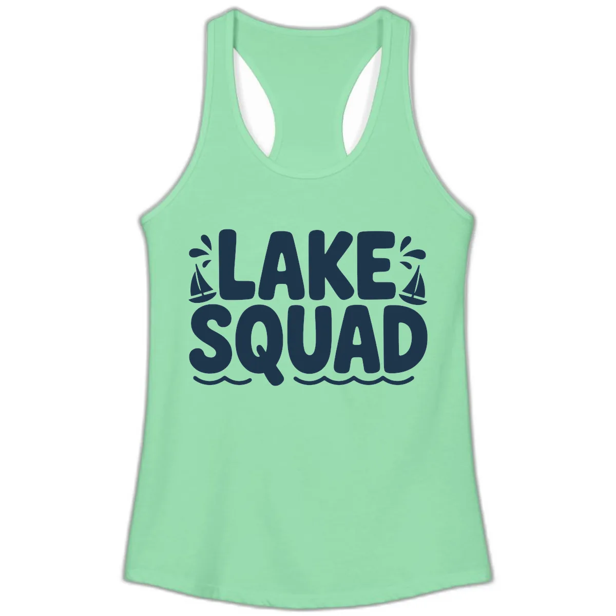 Lake Squad Graphic Design Ladies Tank in Solid Mint