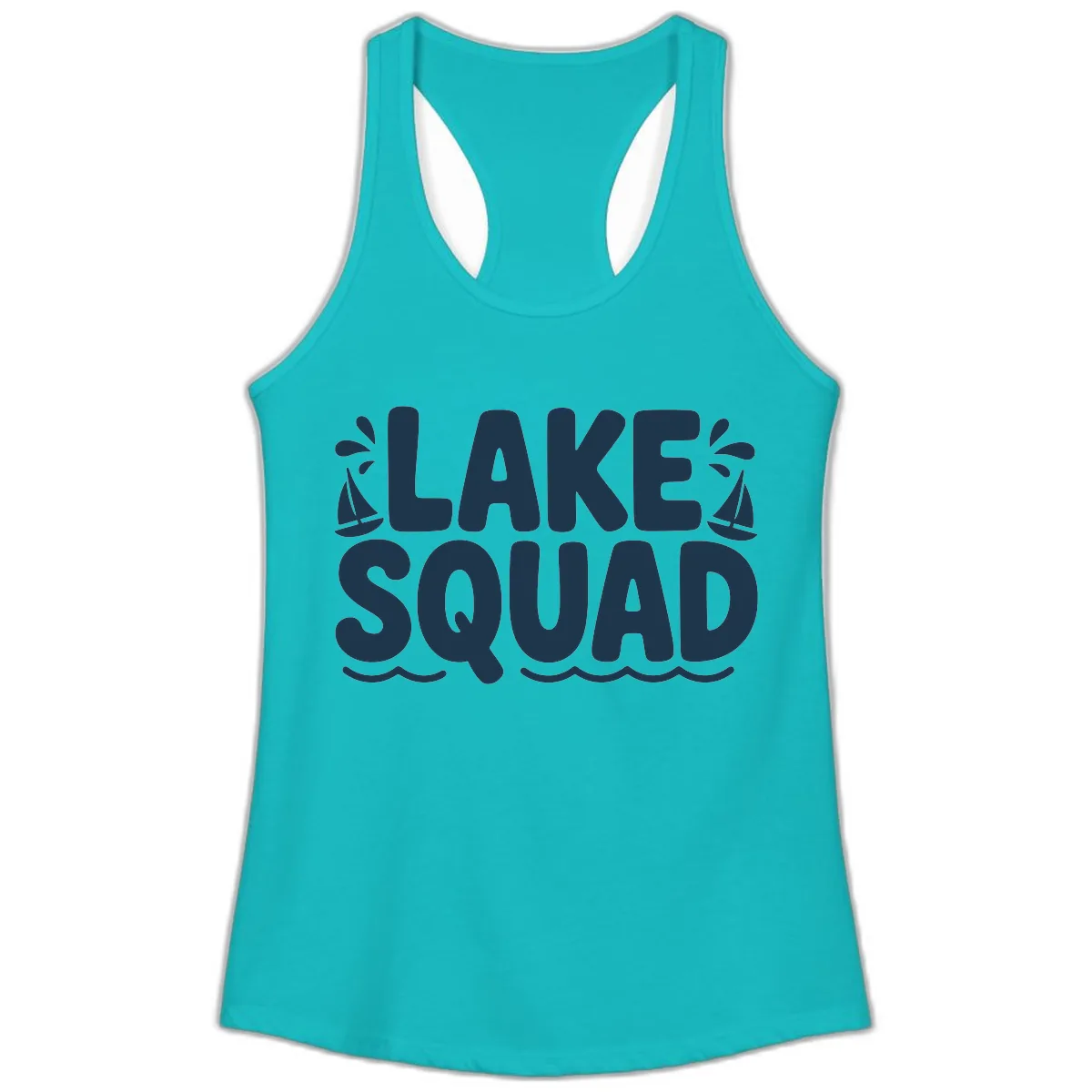 Lake Squad Graphic Design Ladies Tank in Tahiti Blue