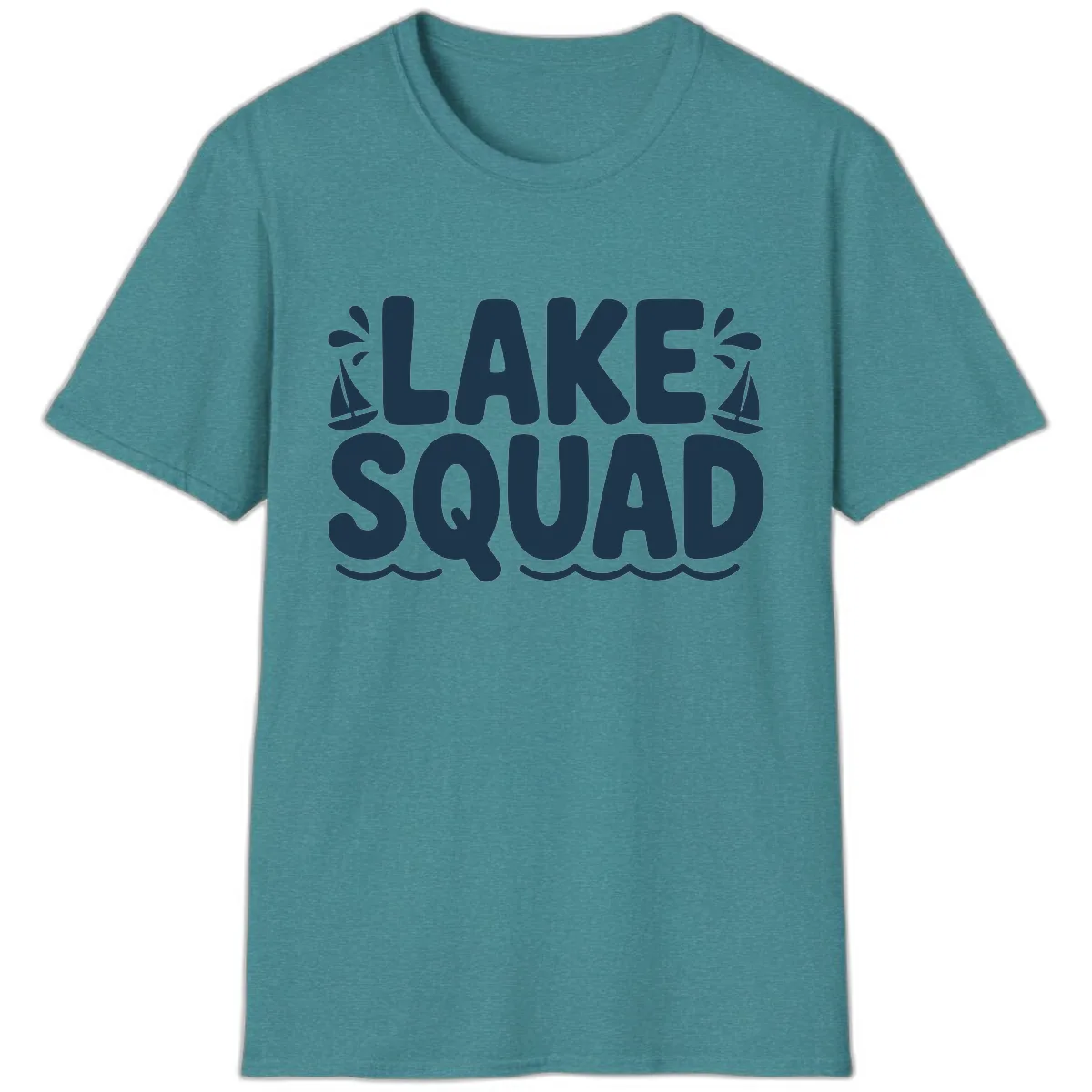 Lake Squad Graphic Design T-Shirt in Heather Galapagos Blue