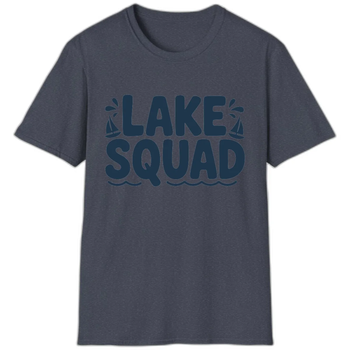 Lake Squad Graphic Design T-Shirt in Heather Navy
