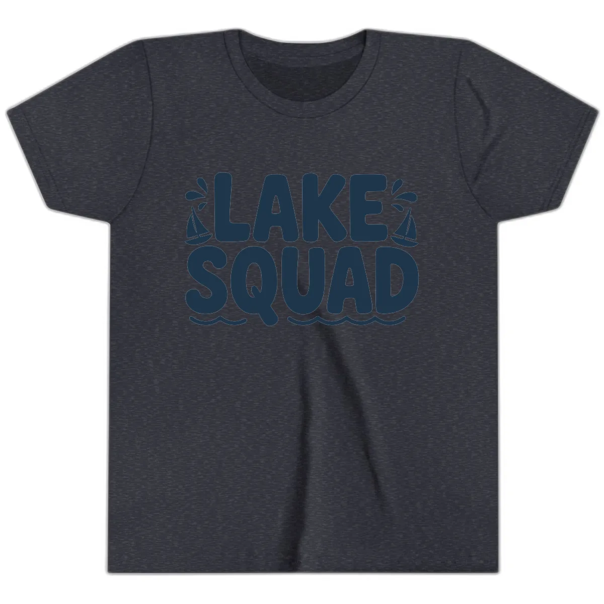 Lake Squad Graphic Design Youth T-Shirt in Heather Navy