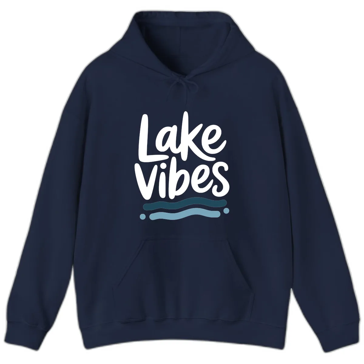 Lake Vibes Typography Design Hoodie in Navy