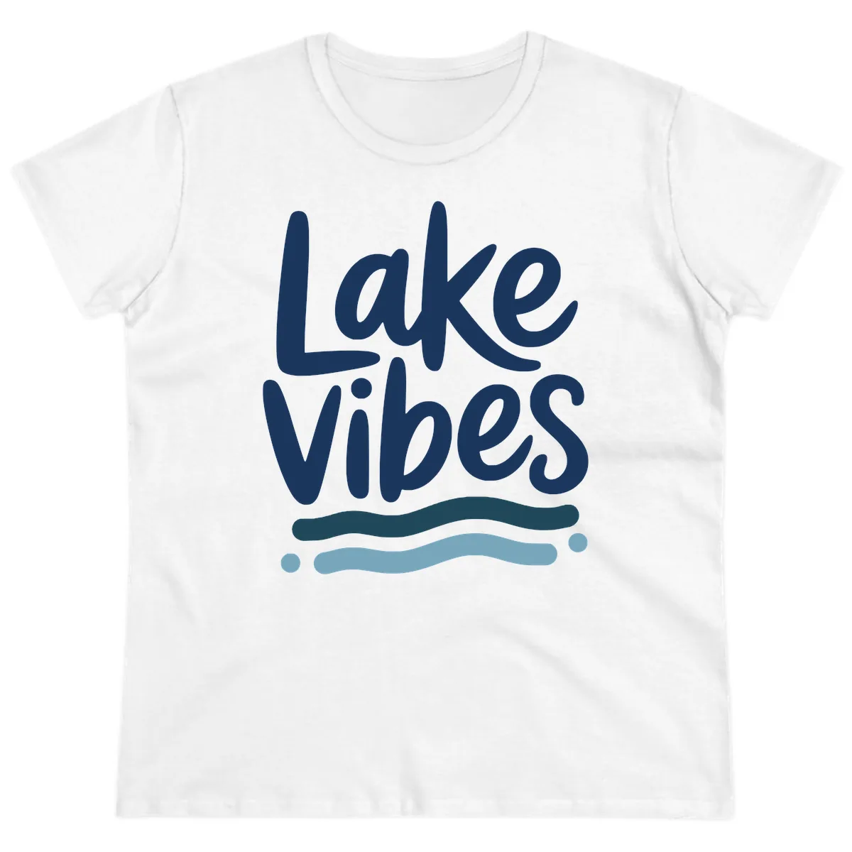 Lake Vibes Typography Design Ladies Tee in White