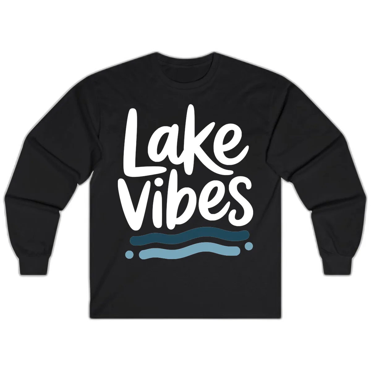 Lake Vibes Typography Design Long Sleeve in Black