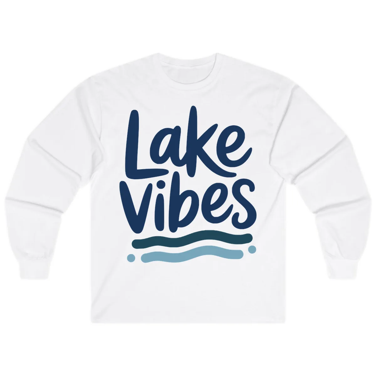 Lake Vibes Typography Design Long Sleeve in White