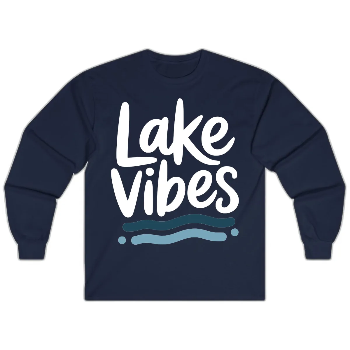 Lake Vibes Typography Design Long Sleeve in Navy